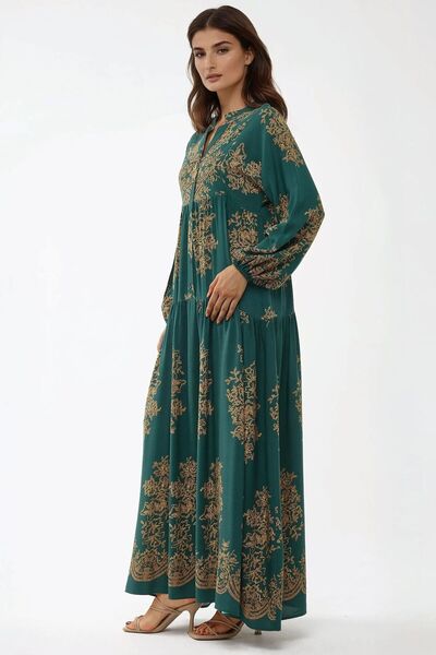 Hiccup Φόρεμα Maxi με στάμπα μακρυμάνικο βισκόζη