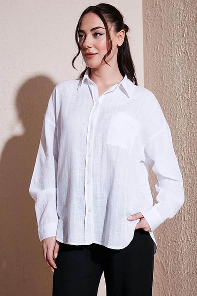 Fashion Friends Cămașă albă țesută pentru femei 25y0245k1