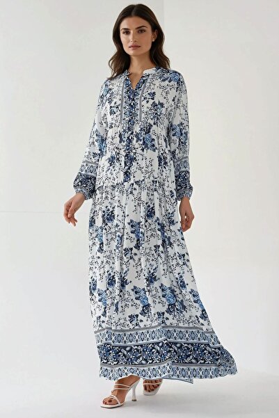 Hiccup Printed Long Sleeve Viscose Maxi Dress