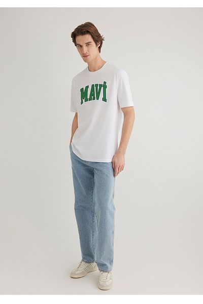 Mavi Loose Comfortable Fit Men's T-Shirt with Logo Print