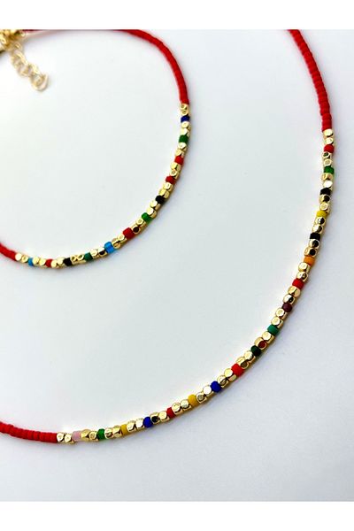 Concept HuBuTU Glass Beaded Necklace and Anklet Set