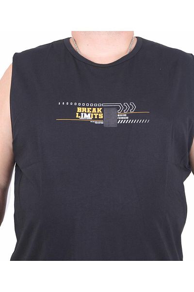 Starbattal Oversized Printed Sleeveless T-Shirt Break Limits 25153 Black