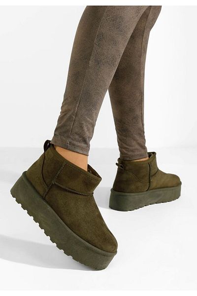 B T Shoes Cizme tip ugg cu platformă Lissie verzi