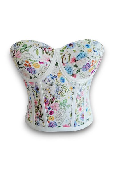 FİYPER Floral Patterned Laced Corset Bustier