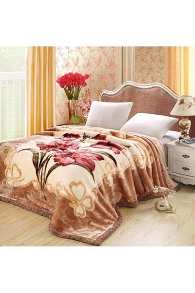 Comfy KOREAN STYLE MINK SOFT THICKENED LUXURIOUS FLORAL BLANKET