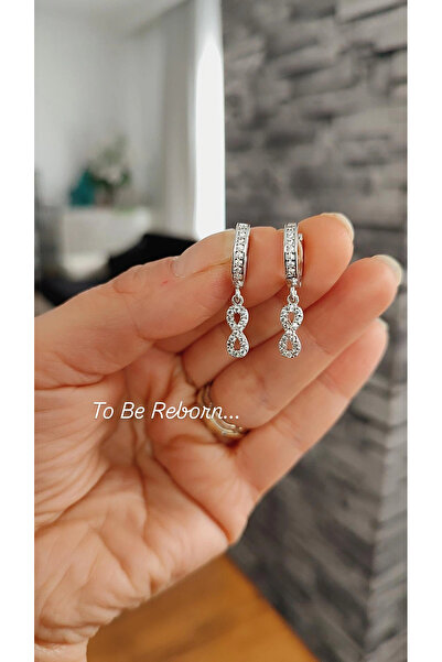 To Be Reborn JEVELRY ACCESSORY SELDA AÇIKEL Çelik Sonsuzluk Küpesi Zirkon Taşlı