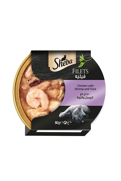 SHEBA Filets with Chicken - Shrimp and Tuna Canned Cat Food - 60 g-Pack of 8