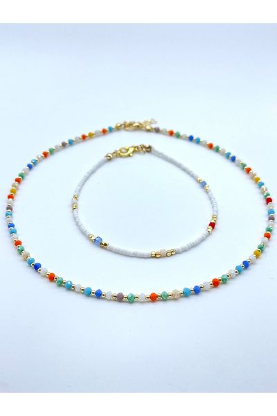 Concept HuBuTU Glass Beaded Necklace and Anklet Set