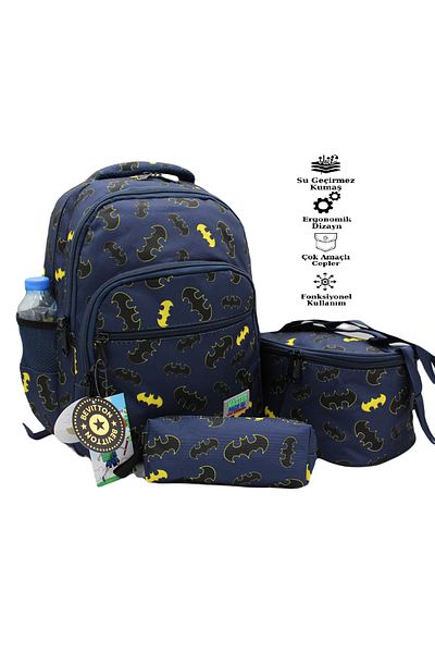 Bevitton Navy Blue First School Bag Set of 3 Character Patterned Boy