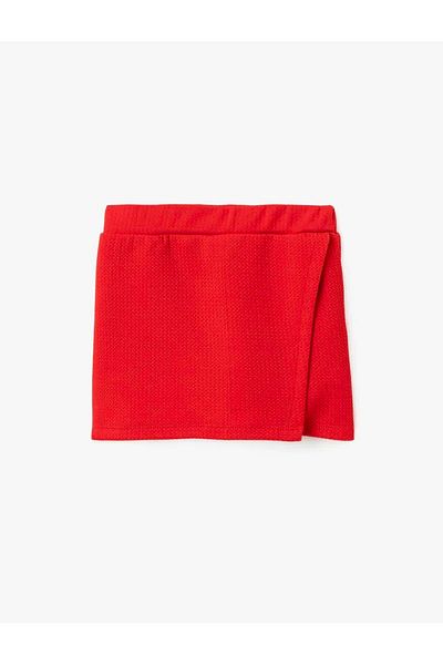 Koton Basic Mini Shorts with Elastic Waist Red Girl's Skirt 5Skg40015Ak
