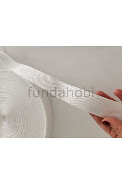 fundahobi حزام حقيبة بوليستر مخطط عمود 4 سم - أبيض 2 متر