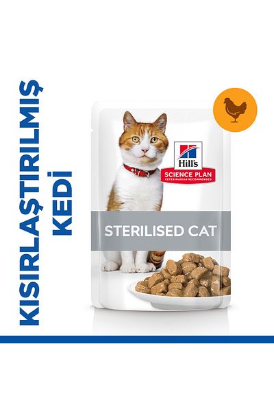 Hill's Hills Science Plan Chicken Young Adult  Sterilized Cat Food Pouch - 85 g-Pack of 12