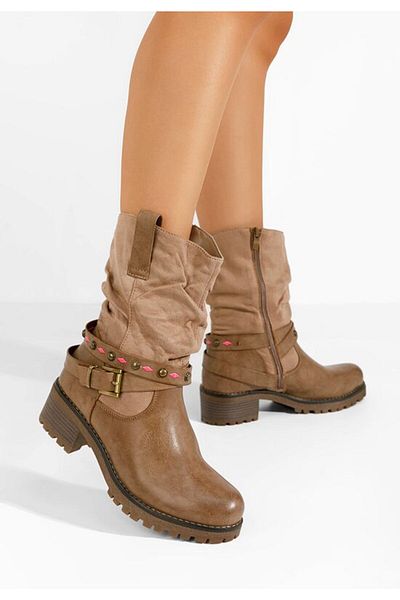 B T Shoes Ghete inalte dama Asreda kaki