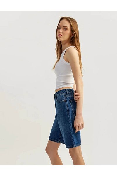 Koton Relaxed Cut Normal Waist Indigo Women's Shorts 5Sal40007Md