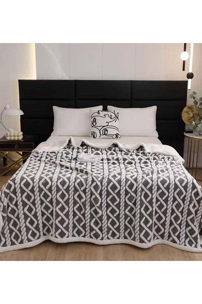 Comfy Bell SOFT & LUXURIOUS EMBOSSED BLANKET GREY