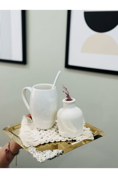 MAHUR HOME صينية تقديم وقهوة مربعة الشكل من الفولاذ المقاوم للصدأ مع ملحقات ز...