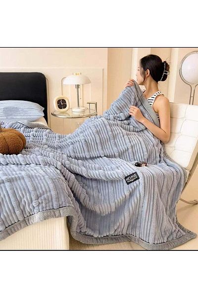 Comfy Bell SOFT & LUXURIOUS KING SIZE GREY EMBOSSED WARM BLANKET