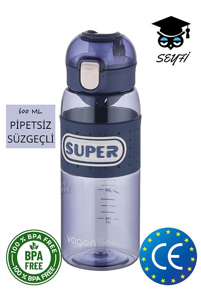 Vagonlife 600 ml Strawless Drainer Policarbon Bpa Free Flask Water Bottle with Holding Strap Vagonlife 2024