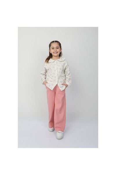 CİCHLİD Girl Flower Patterned Shirt Pants Suit