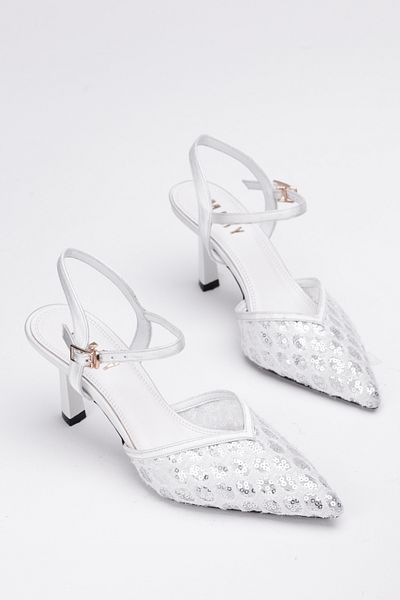 Tasarım Pantofi de seară eleganti și eleganti, cu paiete strălucitoare, brodate cu sclipici, cu vârf ascuțit, cu toc subțire