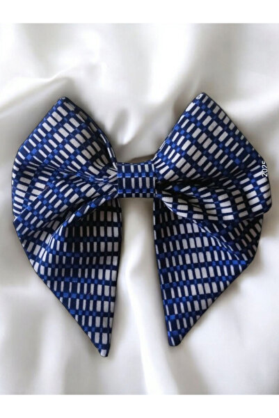 Uğurlu Anne Eli New Year's Elegant and Stylish Handmade Navy Blue Linen Bow S...