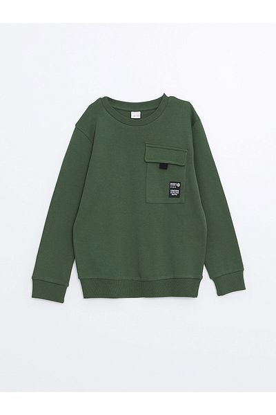 Zeyder Kids Boy's Green Pocket Sweatshirt