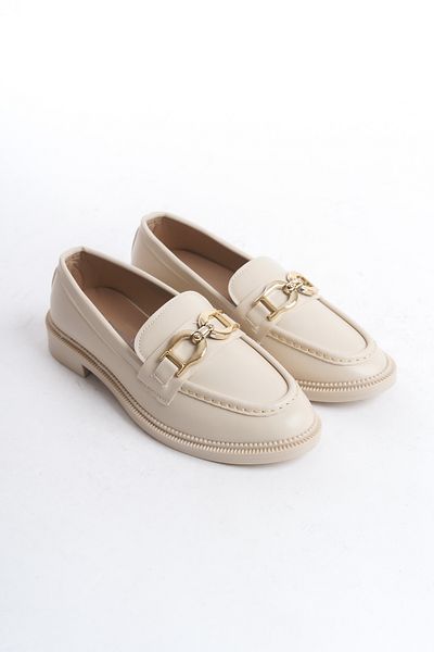buğrahayalin Γυναικεία κρεμ αλυσίδα με λεπτό τακούνι Loafer Moccasin Κομψά και άνετα πλατινένια καθημερινά μαλακά παπούτσια