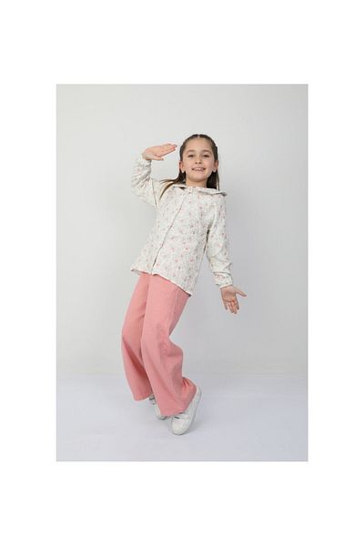 CİCHLİD Girl Flower Patterned Shirt Pants Suit