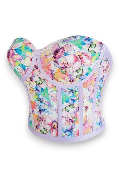 FİYPER Bustieră corset cu modele florale liliac