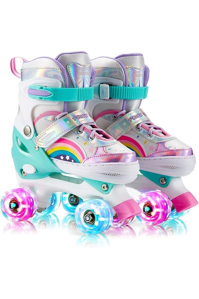 MAAS Roller Skates for Kids, Adjustable, Colourful Design, with LED Lights Size 39-42