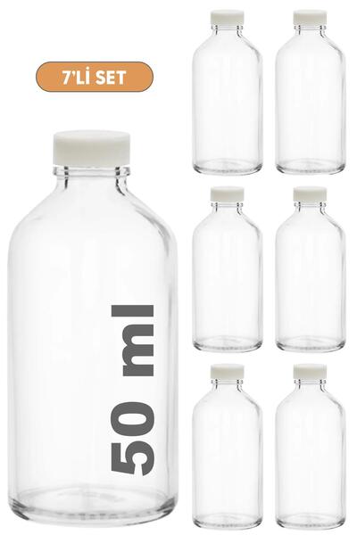 Hayveys home 7 Adet 50 ML Shot Ginger Şişe Cam Mini Plastik Kapaklı Kavanoz K...