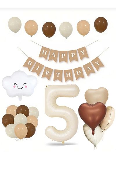 ALYA Σετ γενεθλίων PARTY Heart-Number-Cloud Foil με 3 μπαλόνια
