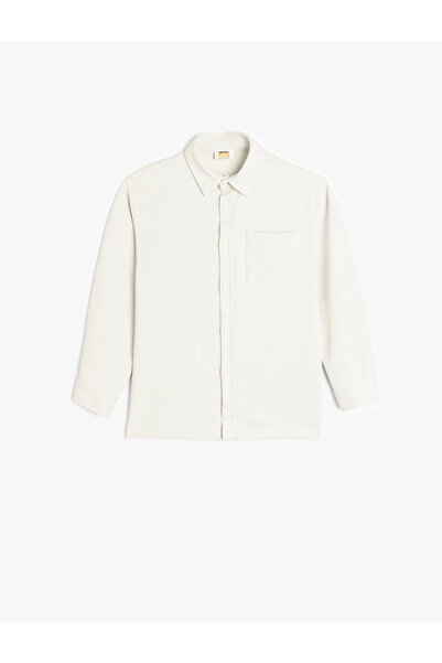 Koton Βασικό πουκάμισο με μακρυμάνικο βισκόζη με μονή τσέπη