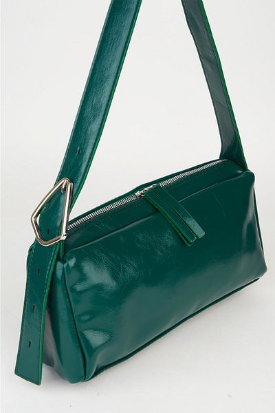 Vivaq Women's Green Baguette Design Strap Lined Faux Leather Zipper Closure Hand and Shoulder Bag