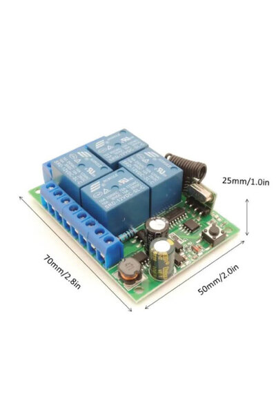 FÖF Kablosuz Rf Uzaktan Kumandalı 4 Kanallı 220V Röle Kartı Set 433 Mhz Garaj Kapısı Kontrolcüsü