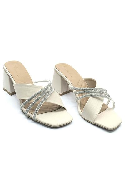 KCMN Γυναικείες παντόφλες με τακούνι Feles Satin Stripe TEN