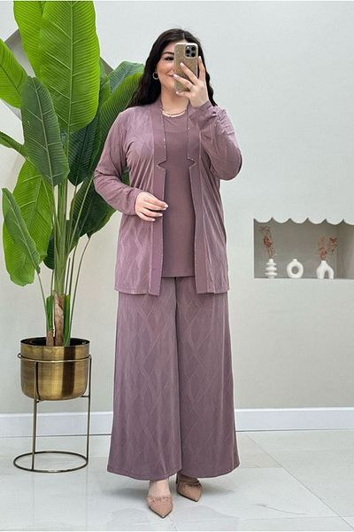Moda Rosa 25Y5055 - Powder - Large Size Evening Dress with Pants