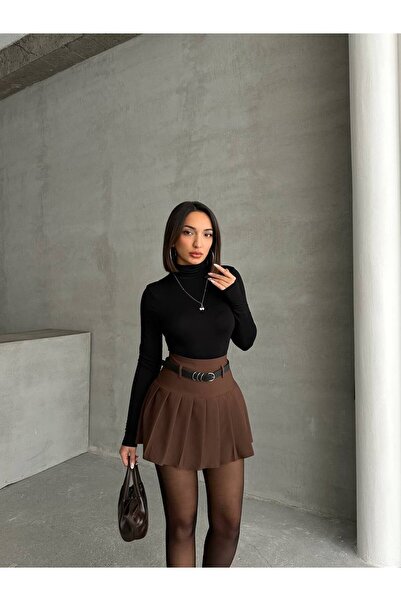 İLKCET MODA Női rakott derékpántos részletes rövid szoknya