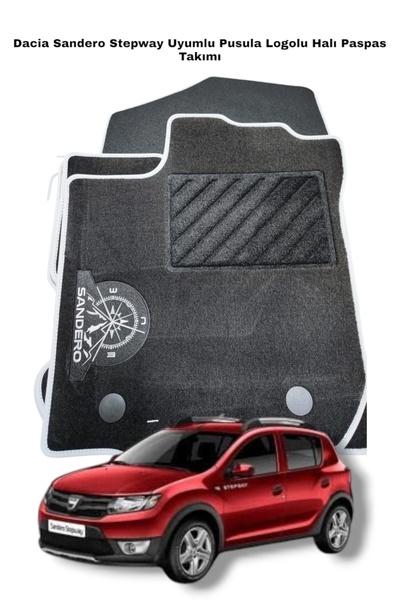 Orjinal Dacia Sandero Stepway Uyumlu Pusula Logolu Halı Paspas Takımı 2013-2020 Araçlara Uyumlu Mais Ürün