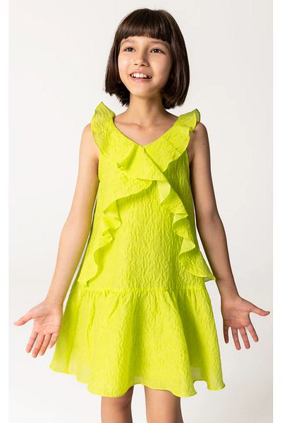 SheShe 04-12 Years Old Girl's Neon Green Dress - Green
