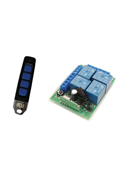 FÖF Kablosuz Rf Uzaktan Kumandalı 4 Kanallı 12V Röle Kartı Set 433 Mhz Garaj Kapısı Kontrolcüsü