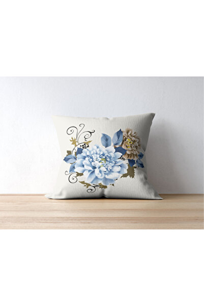 MODA 4-Piece Blue Floral Modern Throw Pillow Cover - Pillow Case Digital Printing 43X43 cm