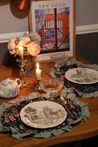 vintagetasarım servire americană ovală 2 buc