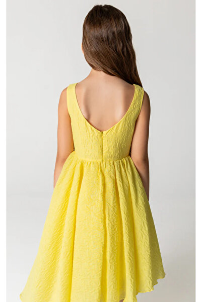 SheShe 04-12 YAŞ KIZ ÇOCUK SARI KURDEL DETAYLI ELBİSE - SARI