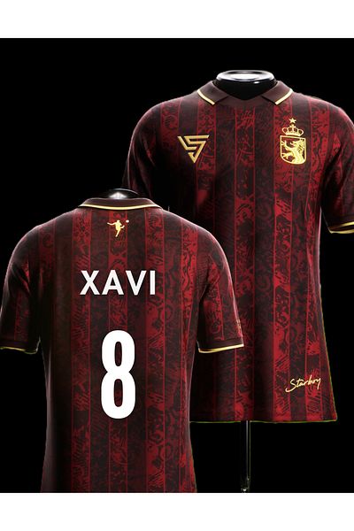 Lion Spor Xavi Εθνική Ομάδα Ισπανίας Starboy Προσαρμοσμένη Τζέρσεϊ για Ενήλικες με γιακά