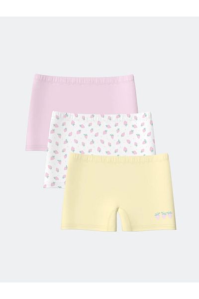 LC Waikiki Lcw Kids Ecru Printed Girls' Boxer 3-Pack