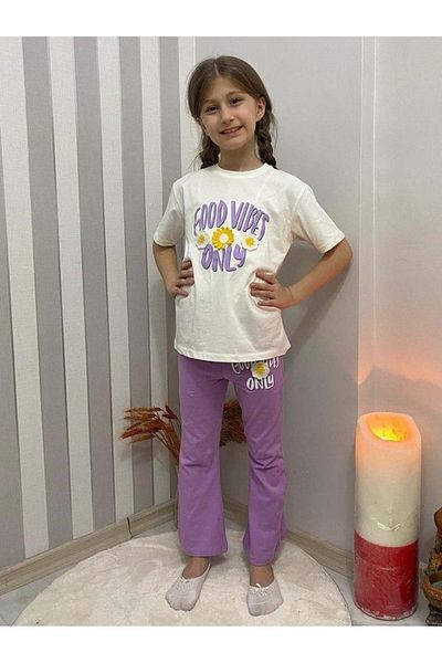 Mnk Baby&Kids Long Spanish Pants and Short Sleeve Badi - Girls' Set M00712 Lila