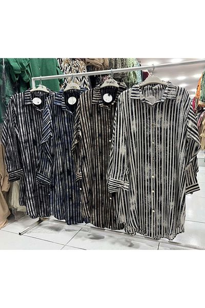BUTİK.E Battal Size Woven Shirt Length Length 100 cm
