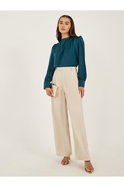 Styli Plain High Neck Satin Top