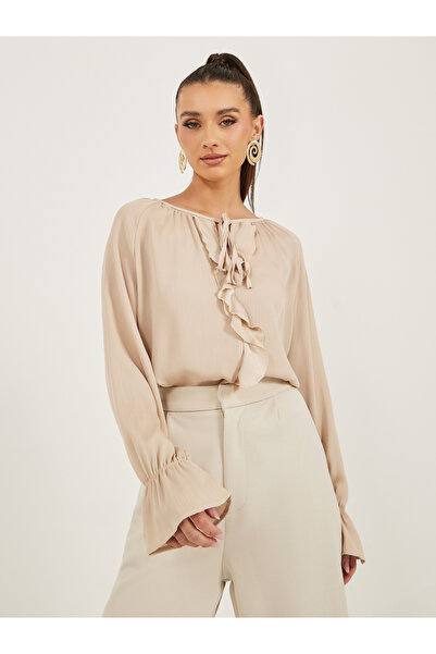 Styli بلوزة برباط حول الرقبة مع تفاصيل كشكشة